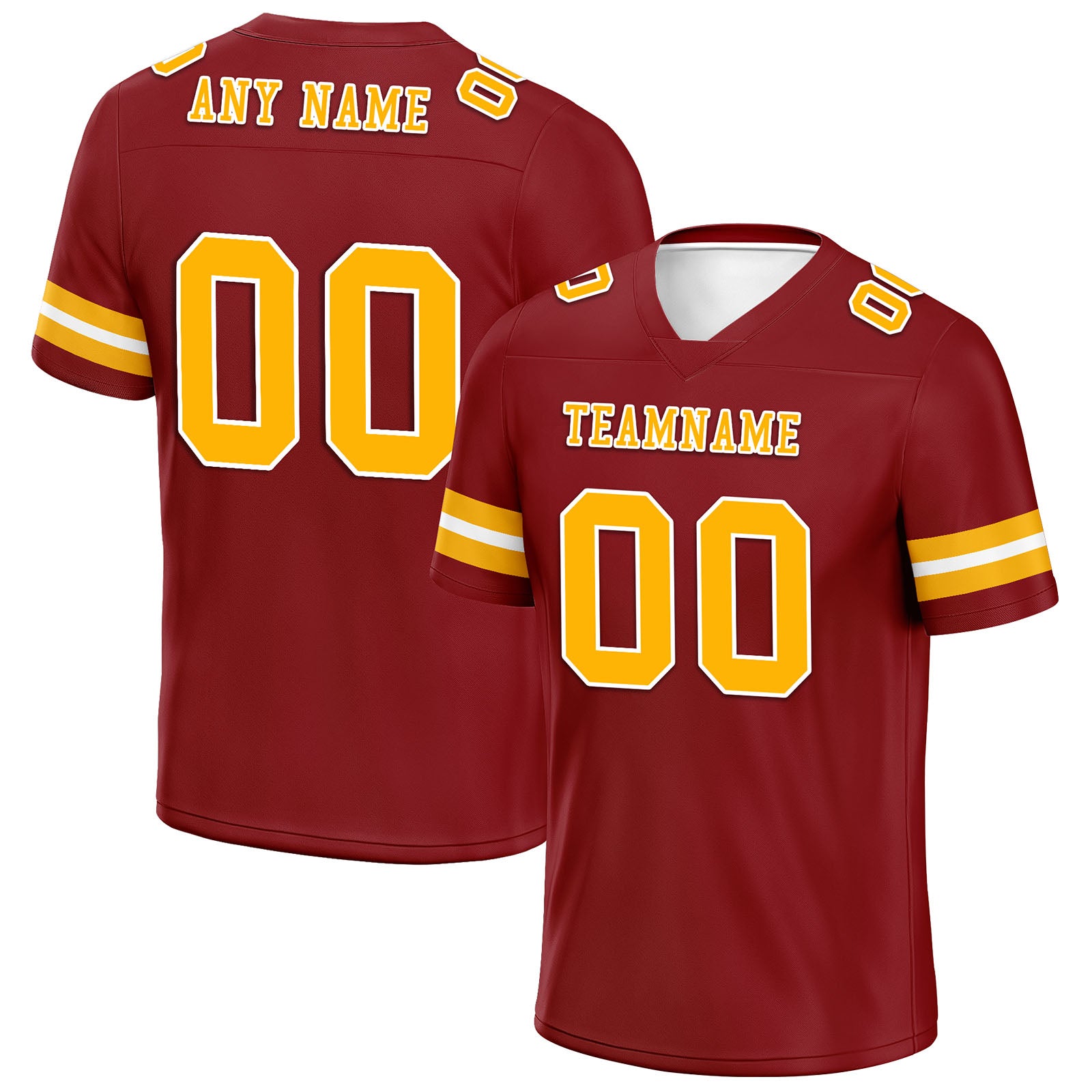Custom Deep Red Yellow Washington Personalized Authentic Football Jersey FBJ02-E0601-10