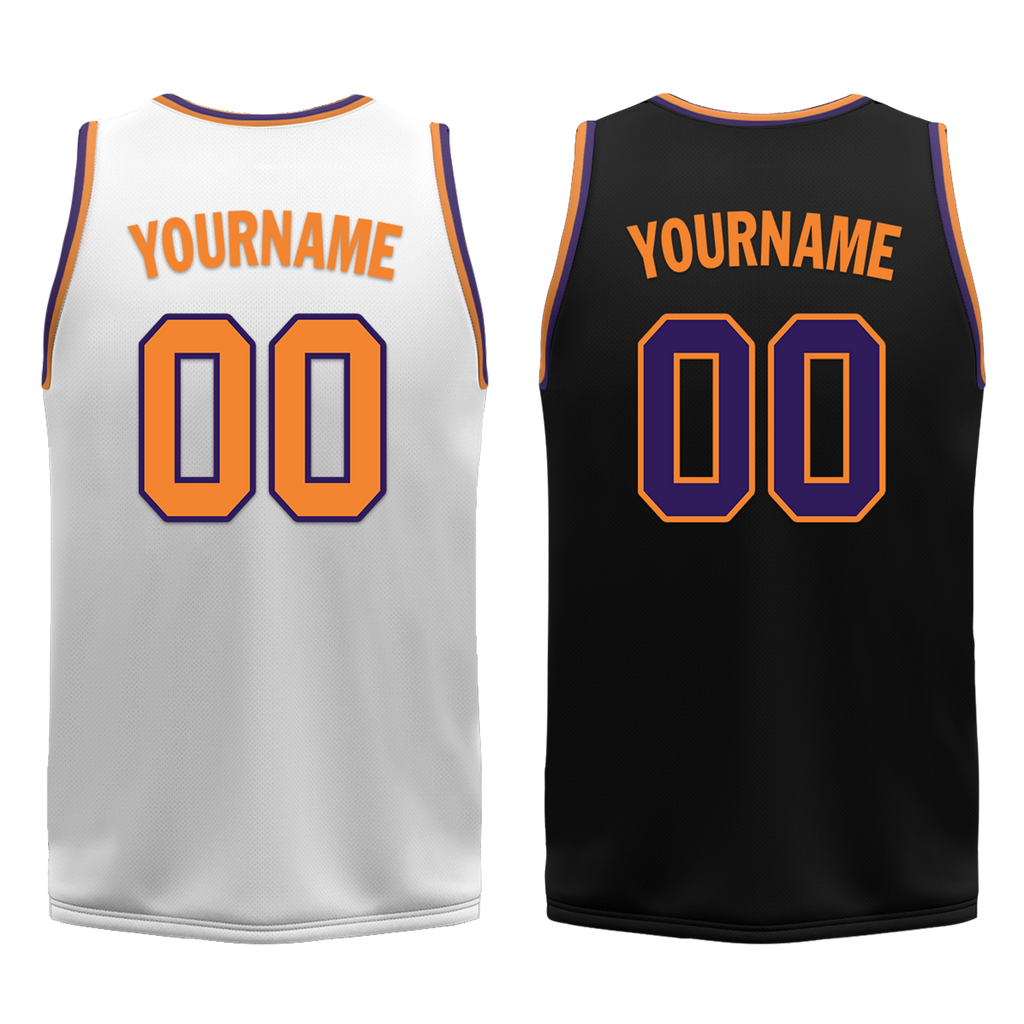 Custom White Black Classic Style Reversible Basketball Uniform Personalized COOLMAX BBJR-D017057