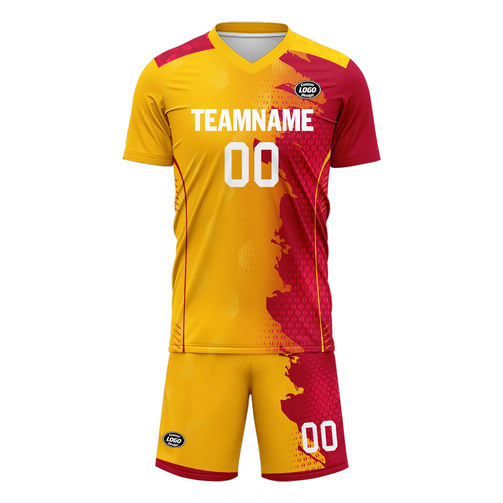 Custom Red Yellow Soccer Sets Jersey Personalized SCJ101-D020210-3