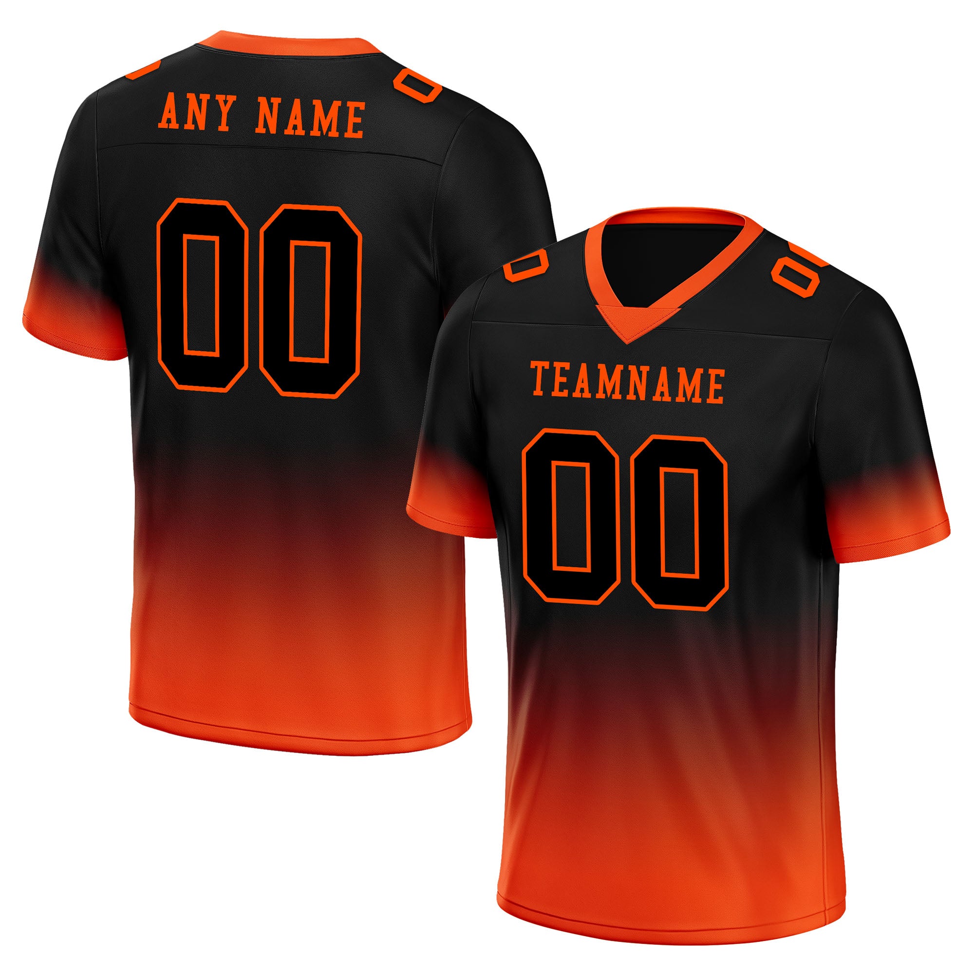 Custom Black Orange Fade Fashion Personalized Authentic Football Jersey FBJ02-D06087