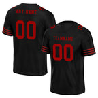 Custom Black Red Striped Sleeves Personalized Authentic Football Jersey FBJ02-D06041