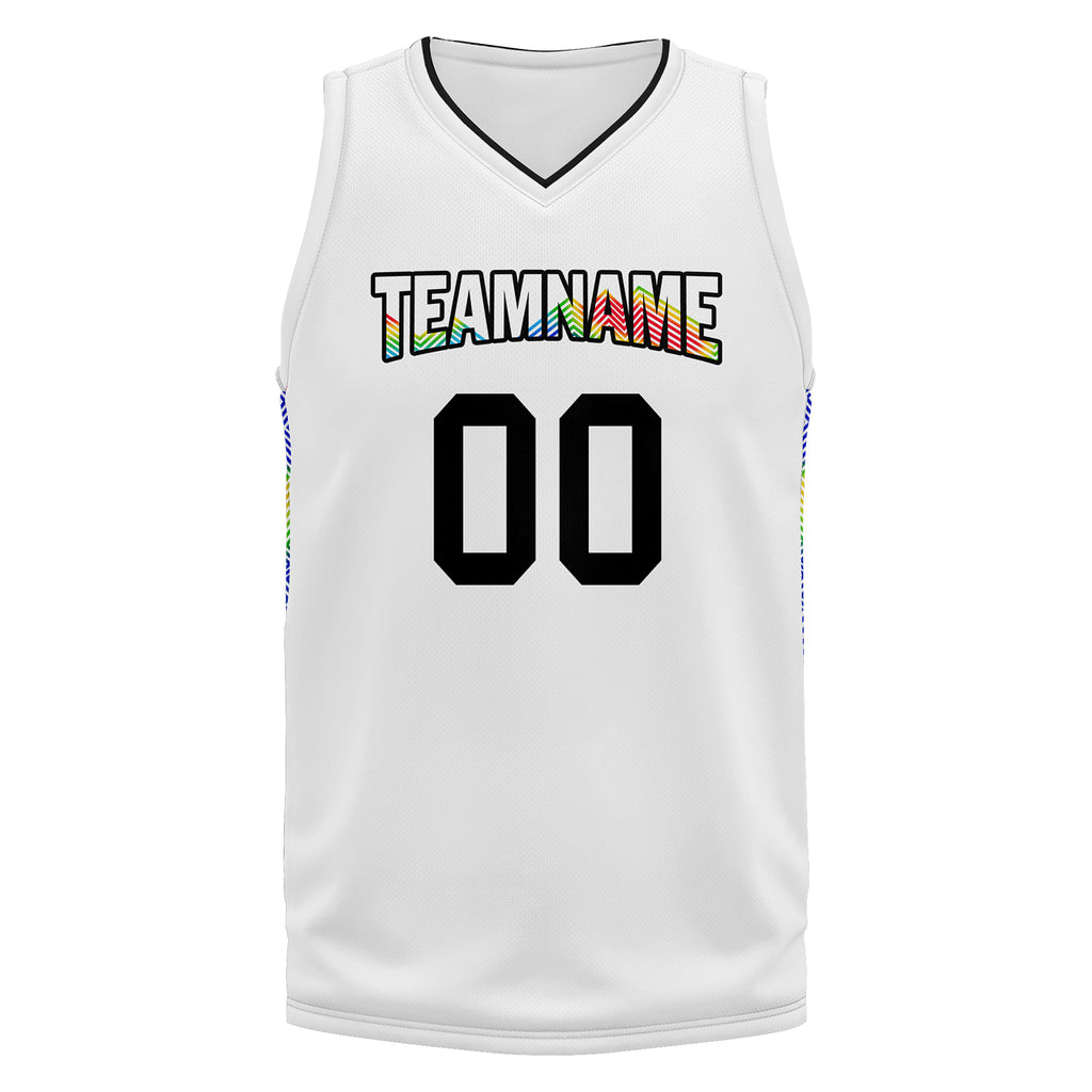 Custom White Rainbow City Edition Personalized Sports Uniform Authentic Basketball Jersey BBJ01-D06101-8