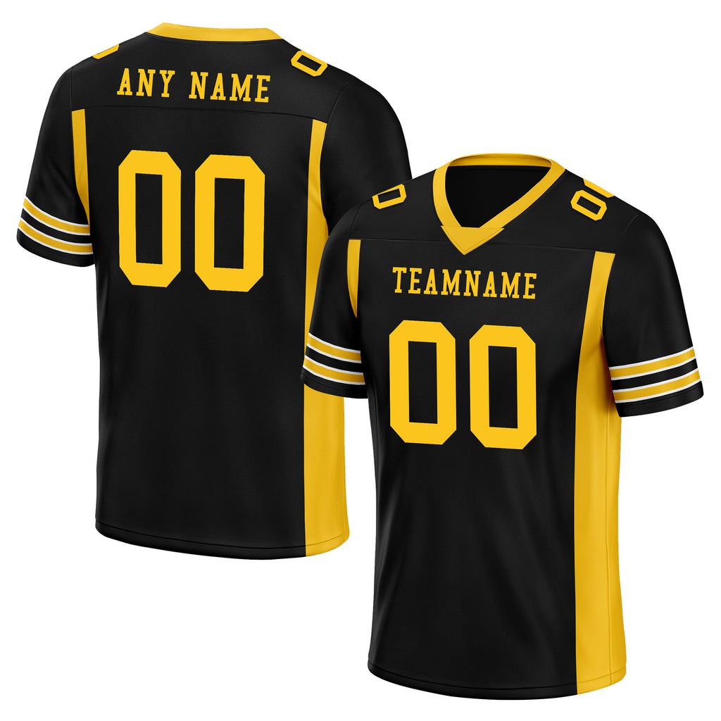 Custom Black Red Striped Sleeves Personalized Authentic Football Jersey FBJ02-D06073
