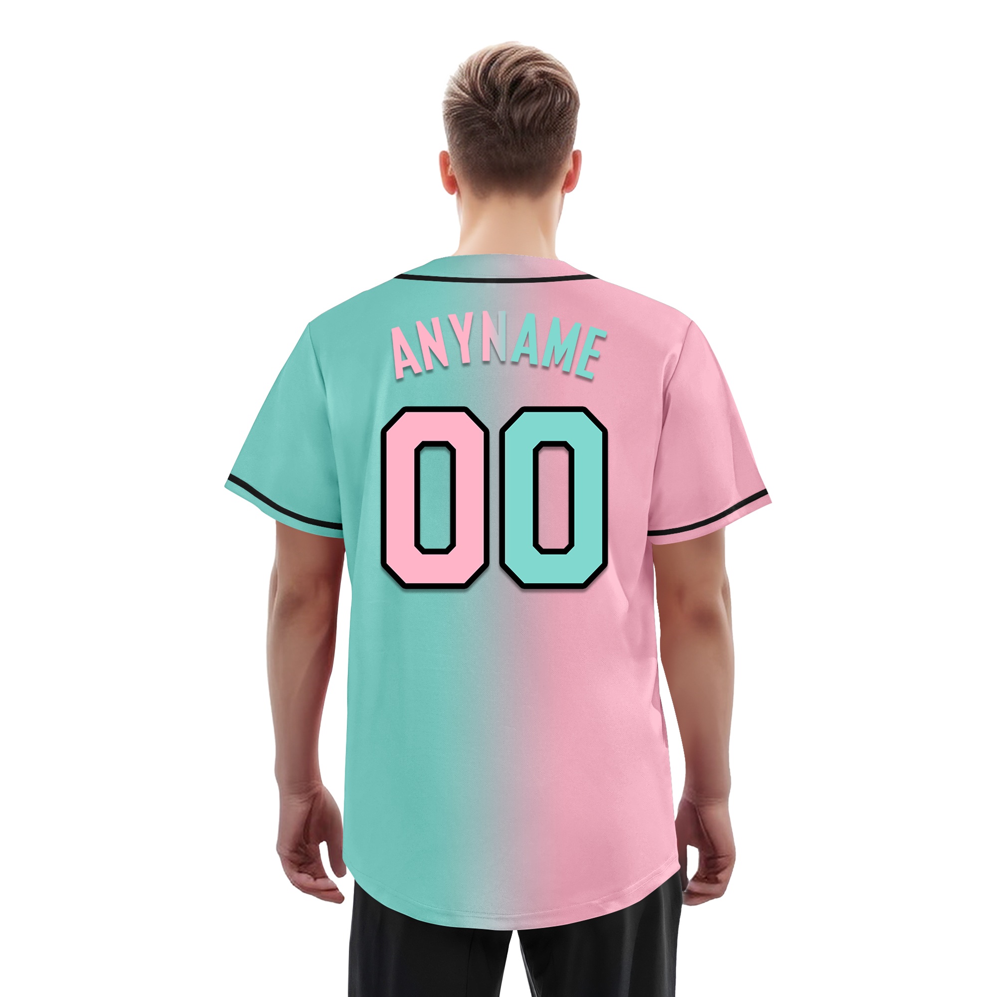 Custom Pink Cyan Gradient Fashion Personalized Authentic Baseball Jersey BSBJ01-D0a708b