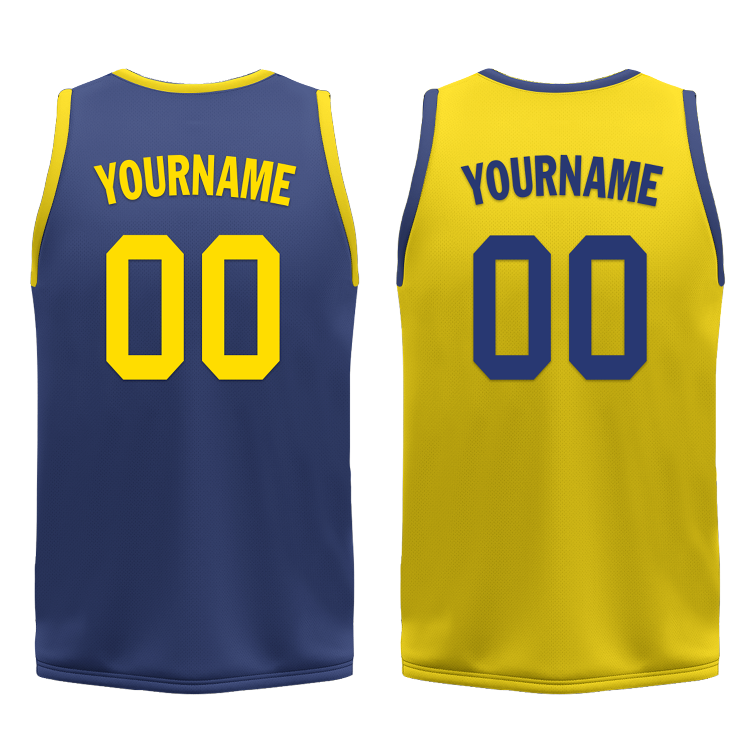 Custom Blue Yellow Classic Style Reversible Basketball Uniform Personalized Ordinary BBJR-D017003