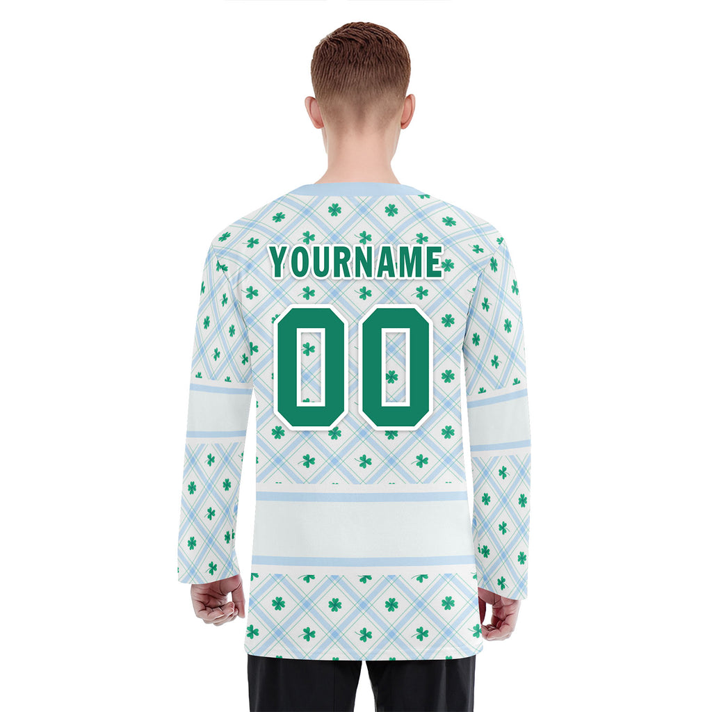 Custom Four-leaf clover Personalized Hockey Jersey HCKJ01-E0615-7