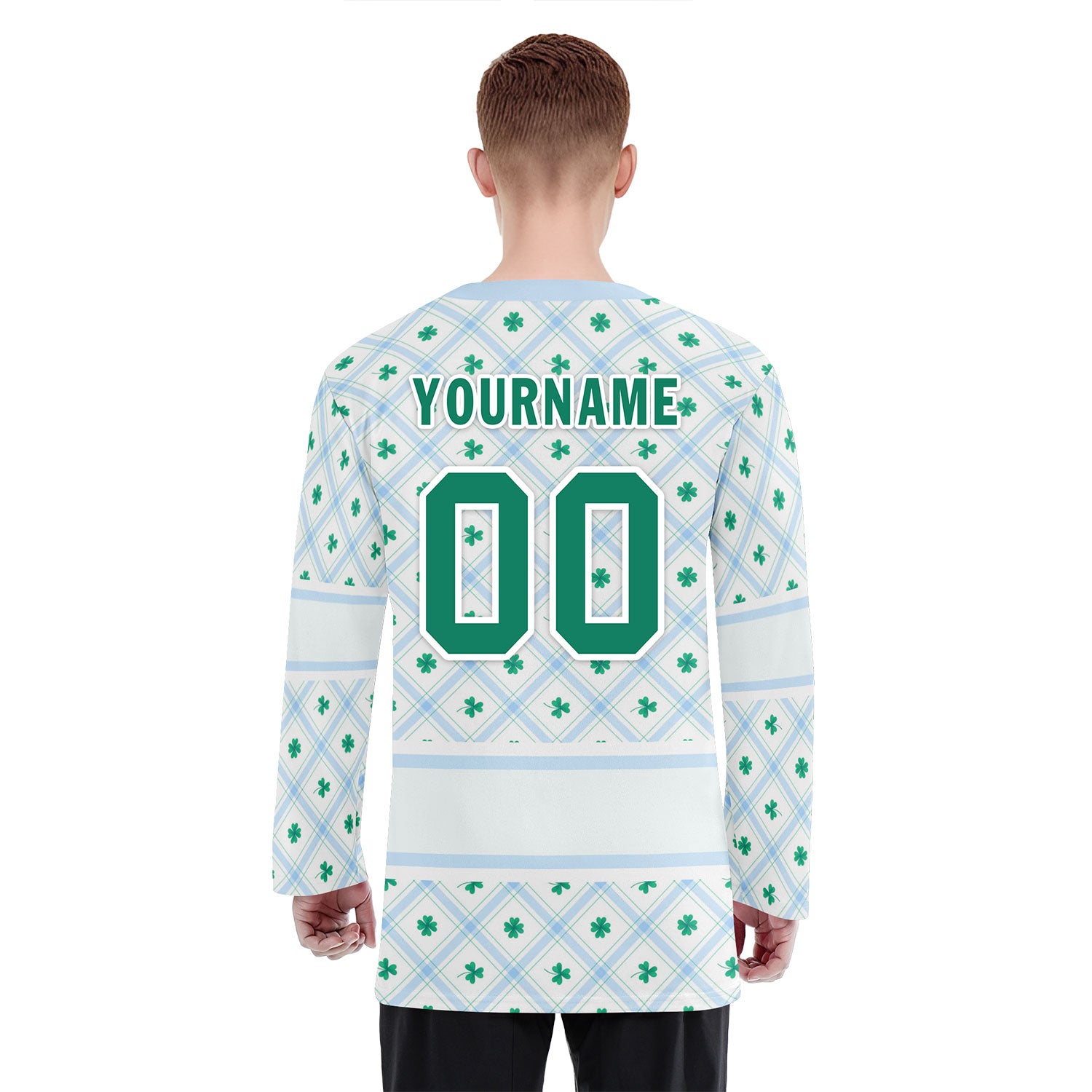 Custom Four-leaf clover Personalized Hockey Jersey HCKJ01-E0615-7