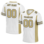 Custom White Gold Striped Sleeves Personalized Authentic Football Jersey FBJ02-D06069