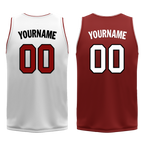 Custom White Red Classic Style Reversible Basketball Uniform Personalized COOLMAX BBJR-D017017