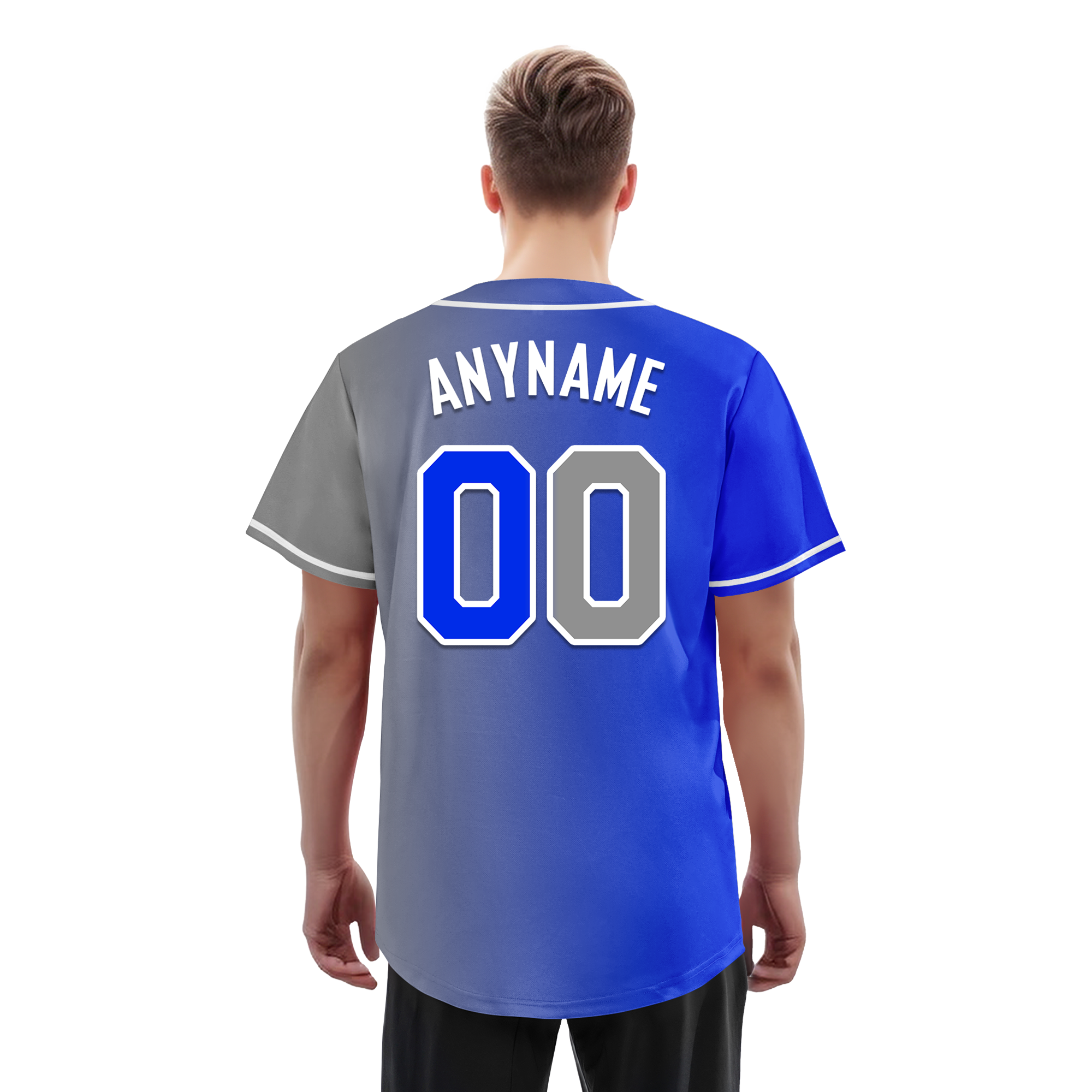 Custom Blue Grey Gradient Fashion Personalized Authentic Baseball Jersey BSBJ01-D0a709a