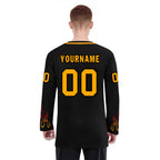 Custom Black Orange Gothic Personalized Hockey Jersey HCKJ01-E0601-02