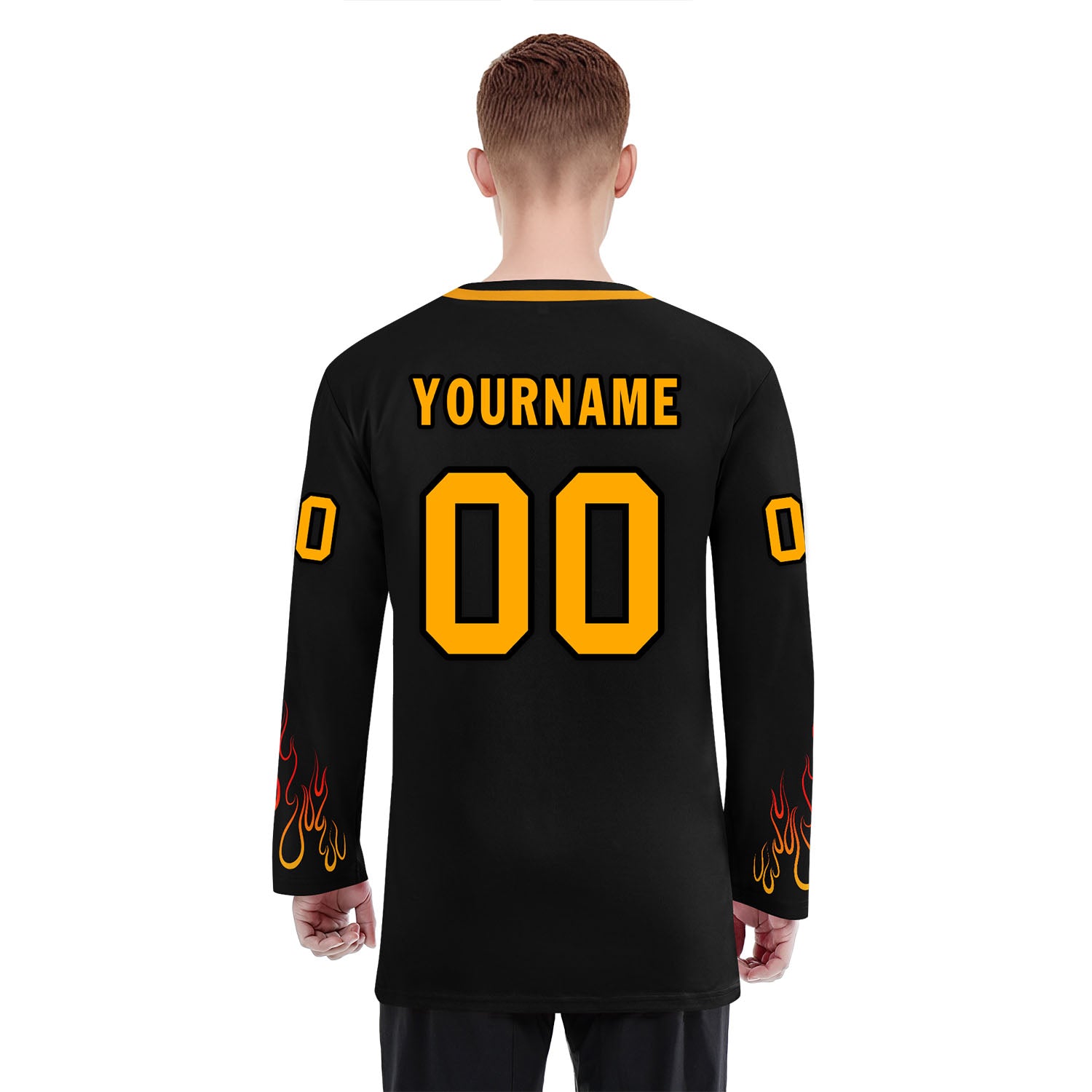Custom Black Orange Gothic Personalized Hockey Jersey HCKJ01-E0601-02