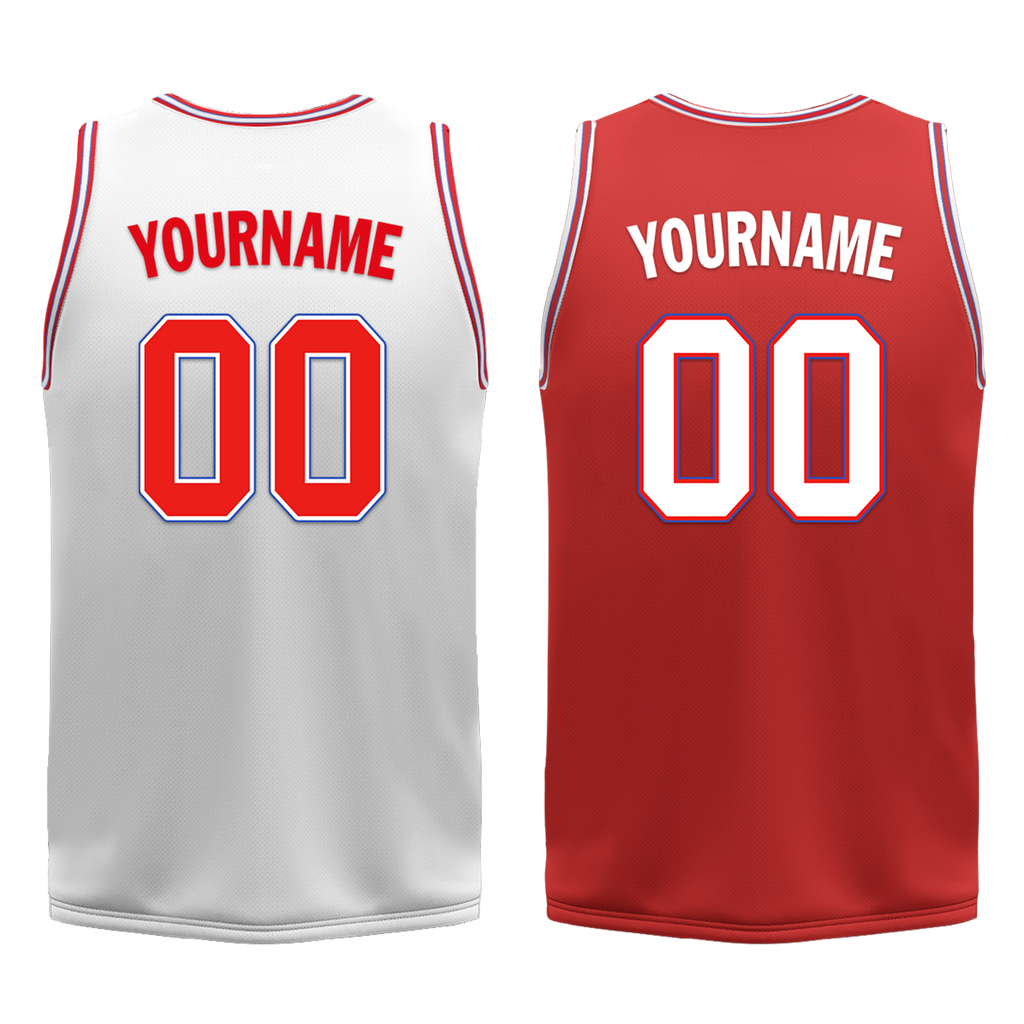 Custom White Red Classic Style Reversible Basketball Uniform Personalized Ordinary BBJR-D017041