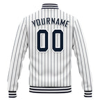 Custom White Navy Stripe Fashion Jacket Bomber Full-Snap Varsity Letterman Personalized Jacket FZ005-D020219-2