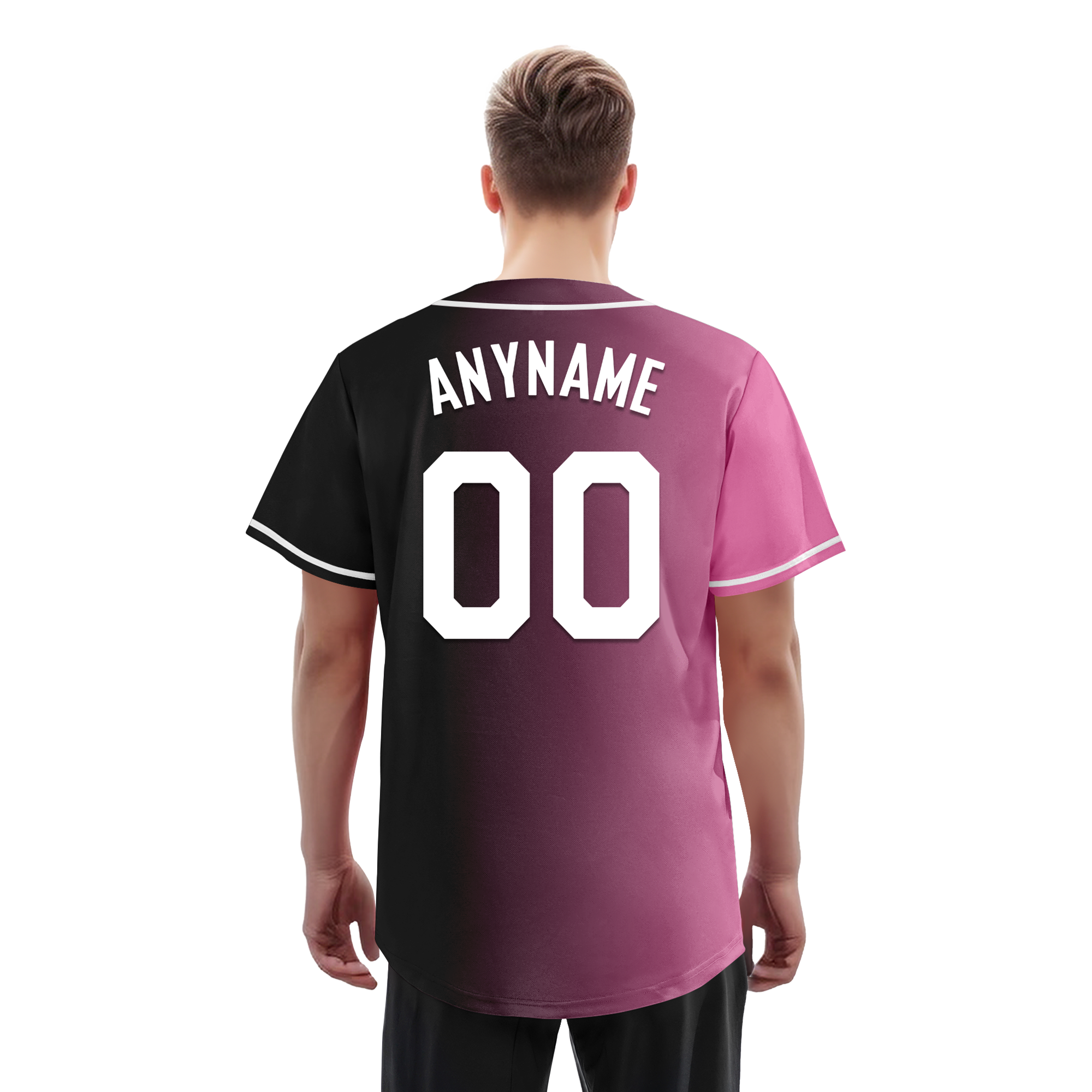 Custom Pink Black Gradient Fashion Personalized Authentic Baseball Jersey BSBJ01-D0a7099