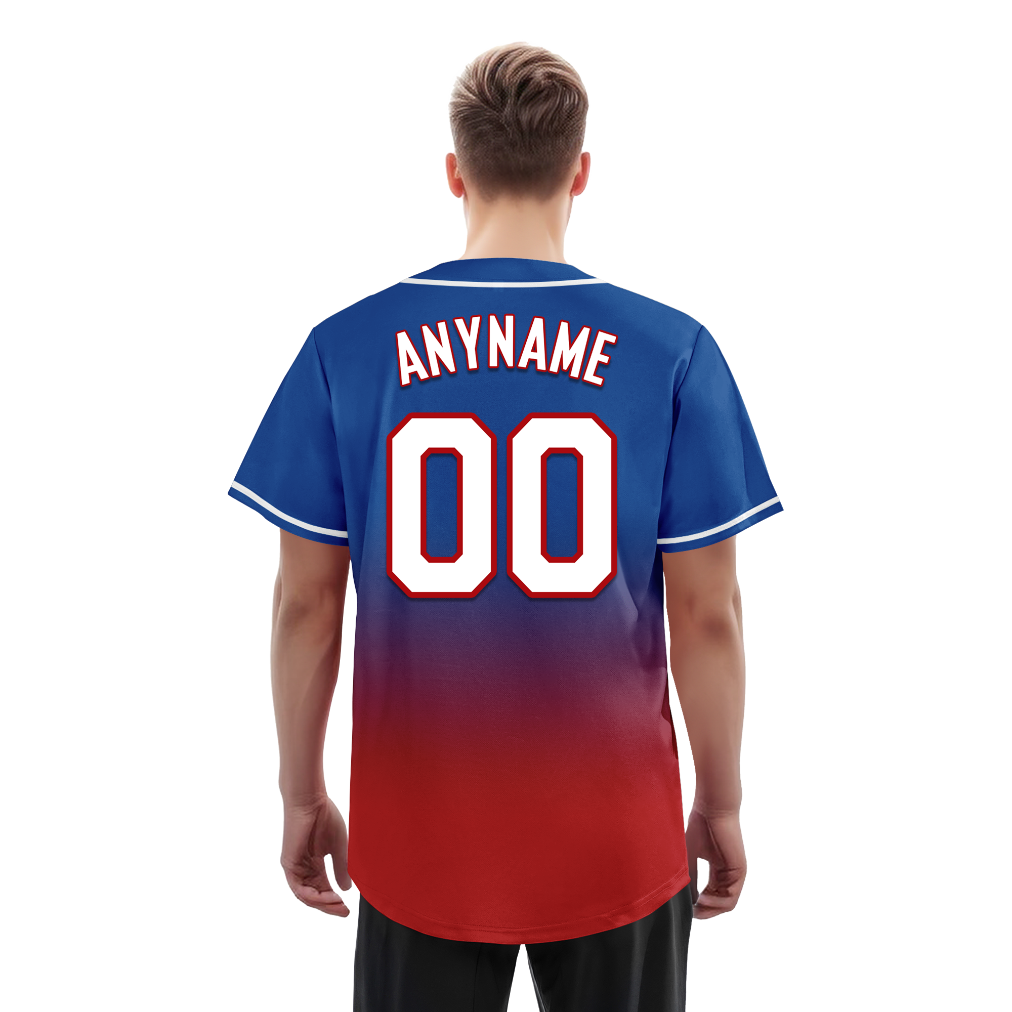 Custom Blue Red Fade Fashion Personalized Authentic Baseball Jersey BSBJ01-D0a70bd