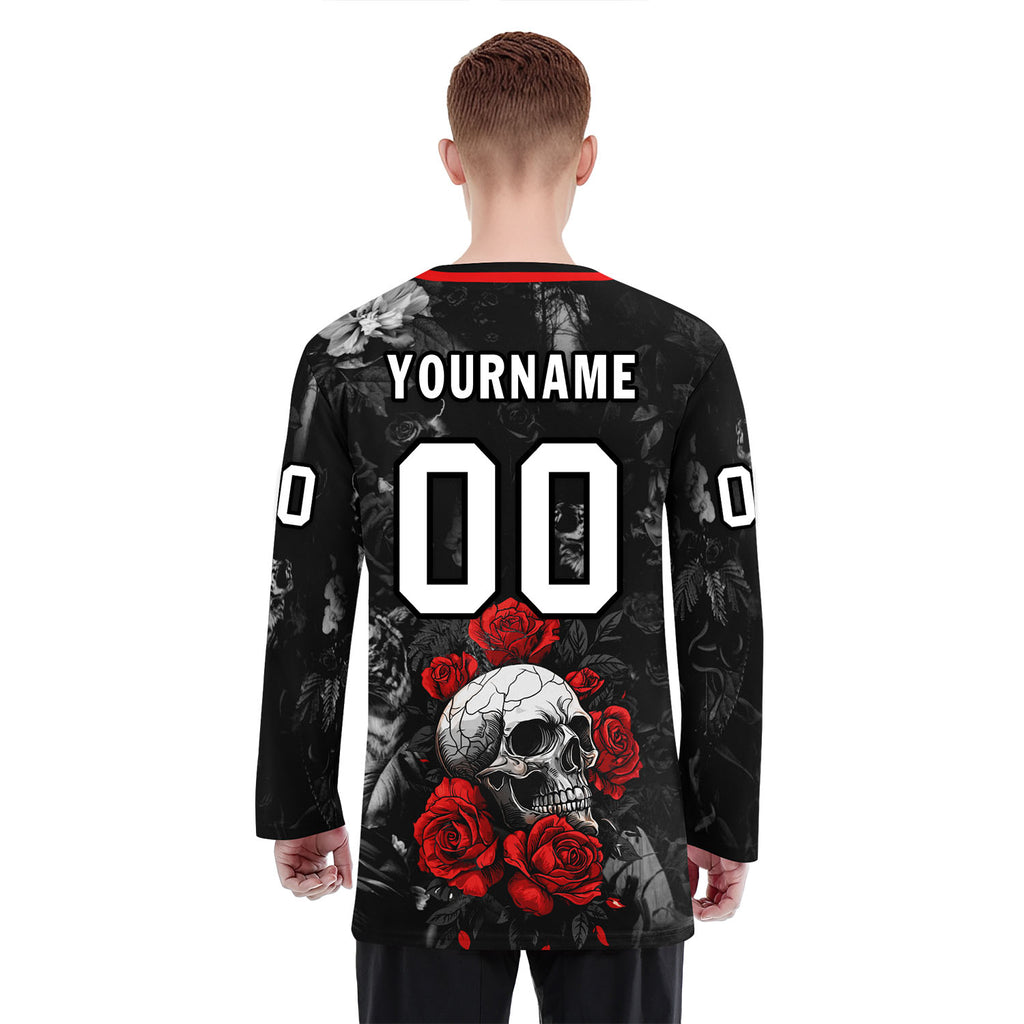Custom Black Red Gothic Personalized Hockey Jersey HCKJ01-E0601-04