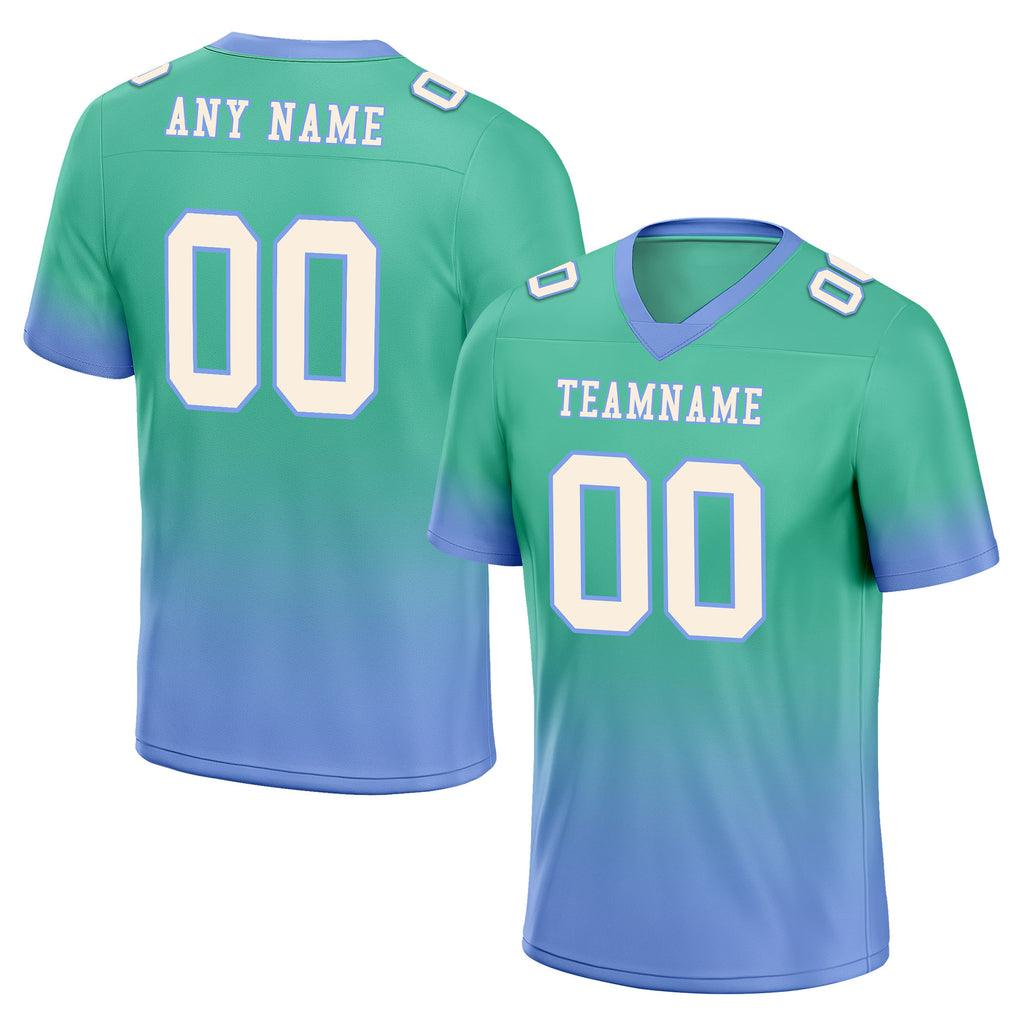 Custom Mint Green Blue Fade Fashion Personalized Authentic Football Jersey FBJ02-D06105