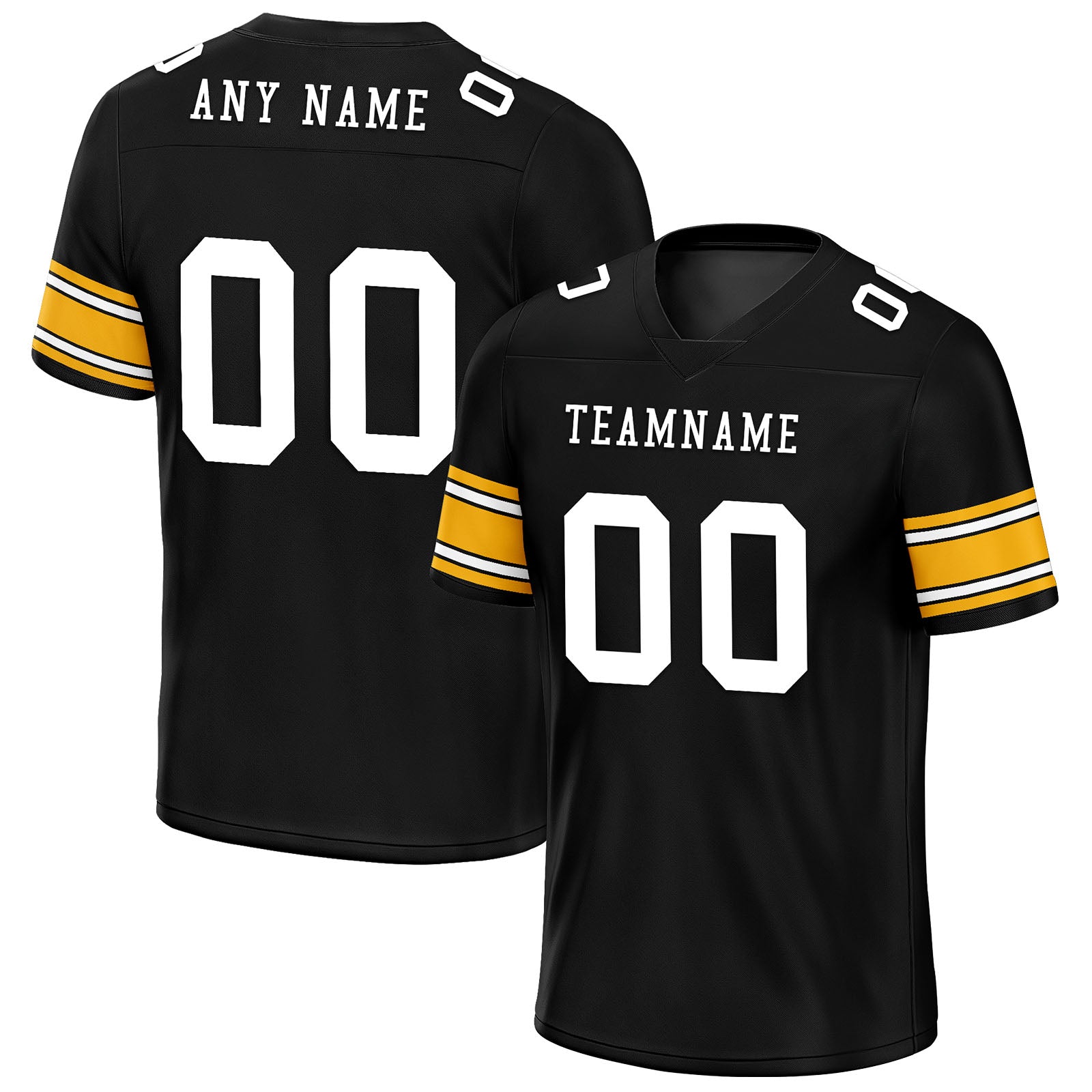Custom Black Yellow Pittsburgh Personalized Authentic Football Jersey FBJ02-E0601-13