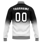 Custom Black White Fade Fashion Jacket Bomber Full-Snap Varsity Letterman Personalized Jacket FZ005-D020229-1