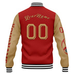 Custom Red Yellow San Francisco Jacket Bomber Full-Snap Varsity Letterman Personalized Jacket FZ005SX-D020290-25