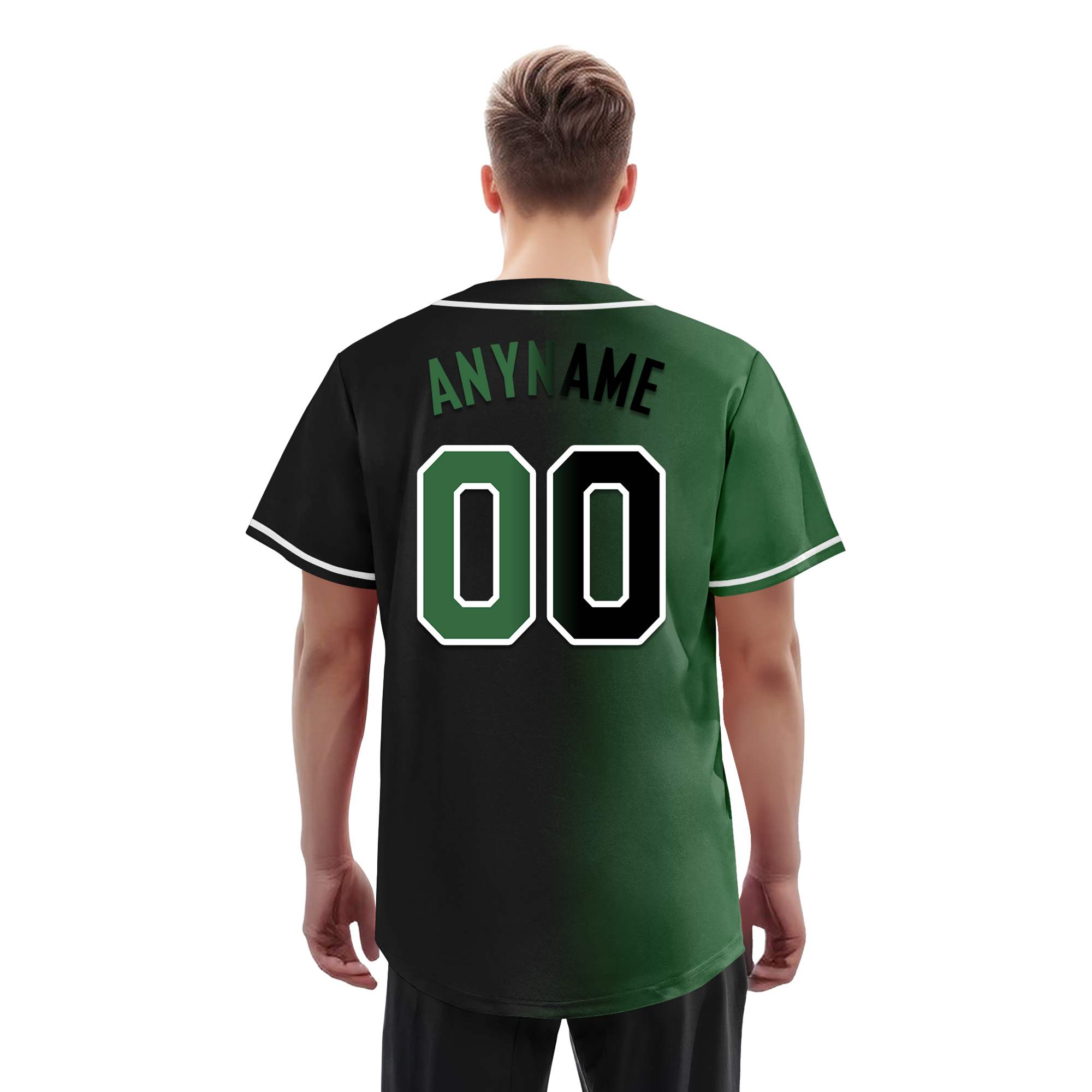 Custom Green Black Gradient Fashion Personalized Authentic Baseball Jersey BSBJ01-D0a707c