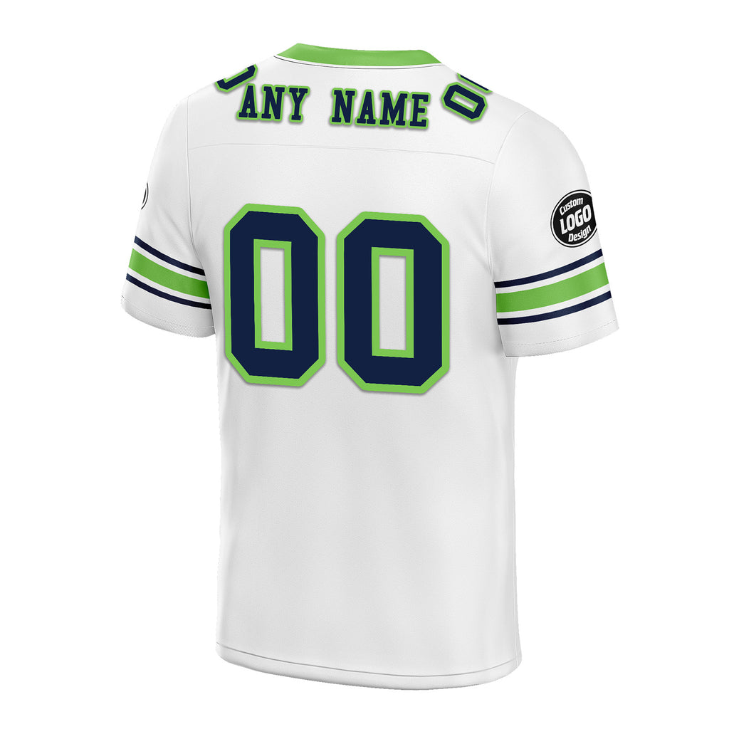 Custom White Green Seattle Personalized Authentic Football Jersey FBJ02-D020256-14