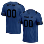 Custom Dark Blue Black Striped Sleeves Personalized Authentic Football Jersey FBJ02-D06034
