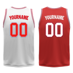 Custom White Red Classic Style Reversible Basketball Uniform Personalized COOLMAX BBJR-D017041