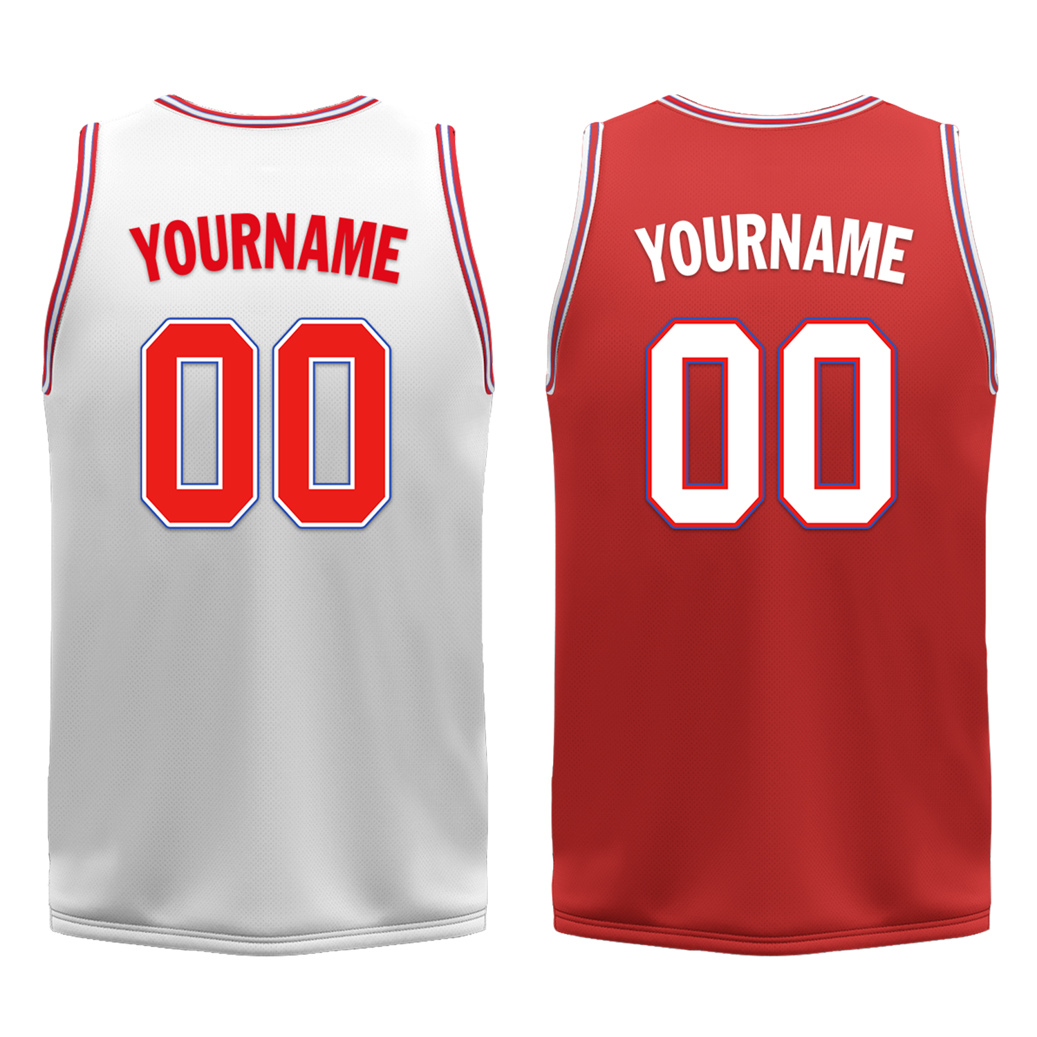 Custom White Red Classic Style Reversible Basketball Uniform Personalized COOLMAX BBJR-D017041