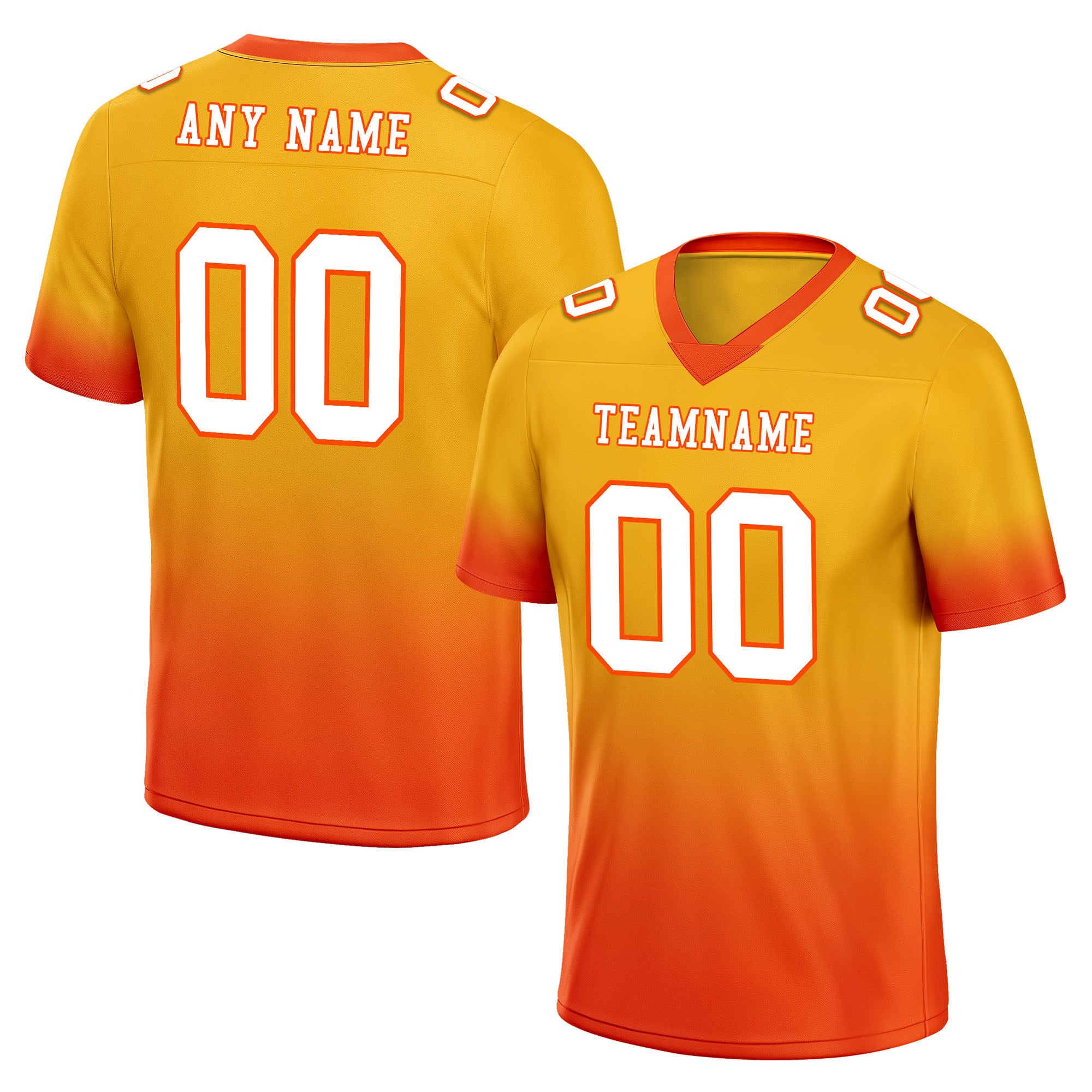 Custom Yellow Orange Fade Fashion Personalized Authentic Football Jersey FBJ02-D06099