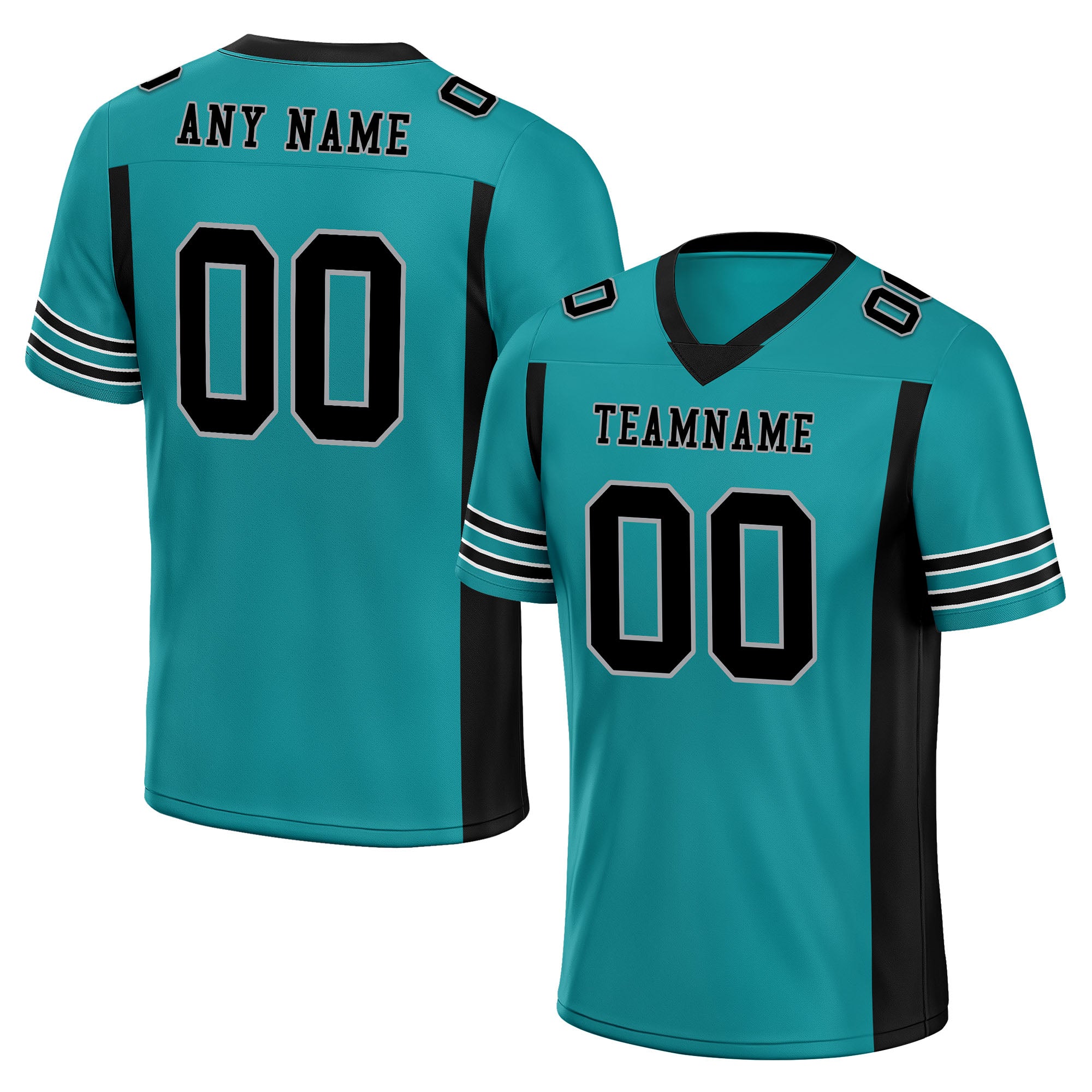 Custom Dark Geen Black Striped Sleeves Personalized Authentic Football Jersey FBJ02-D06070