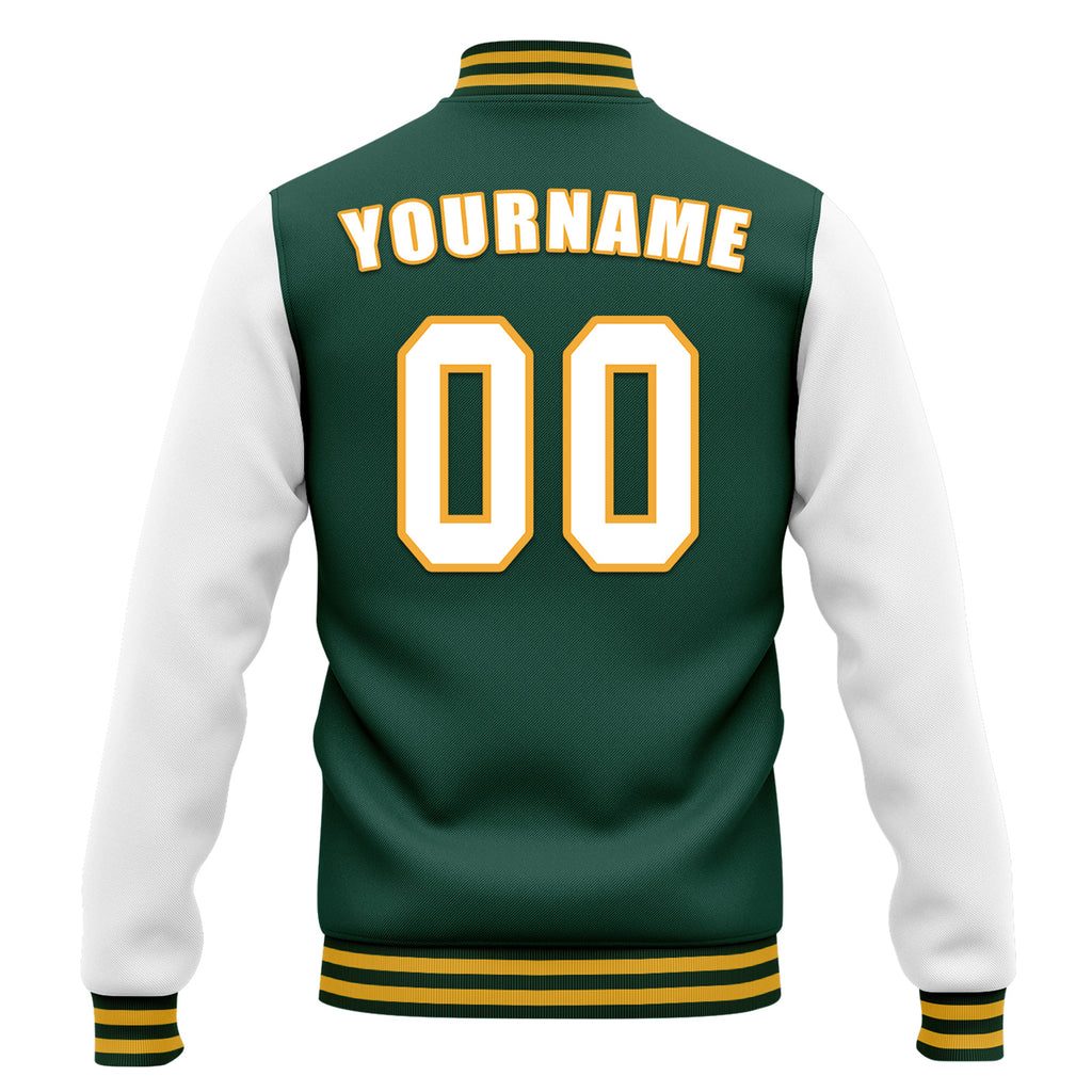 Custom Green White Jacket Bomber Full-Snap Varsity Letterman Personalized Jacket FZ005-D020255-5