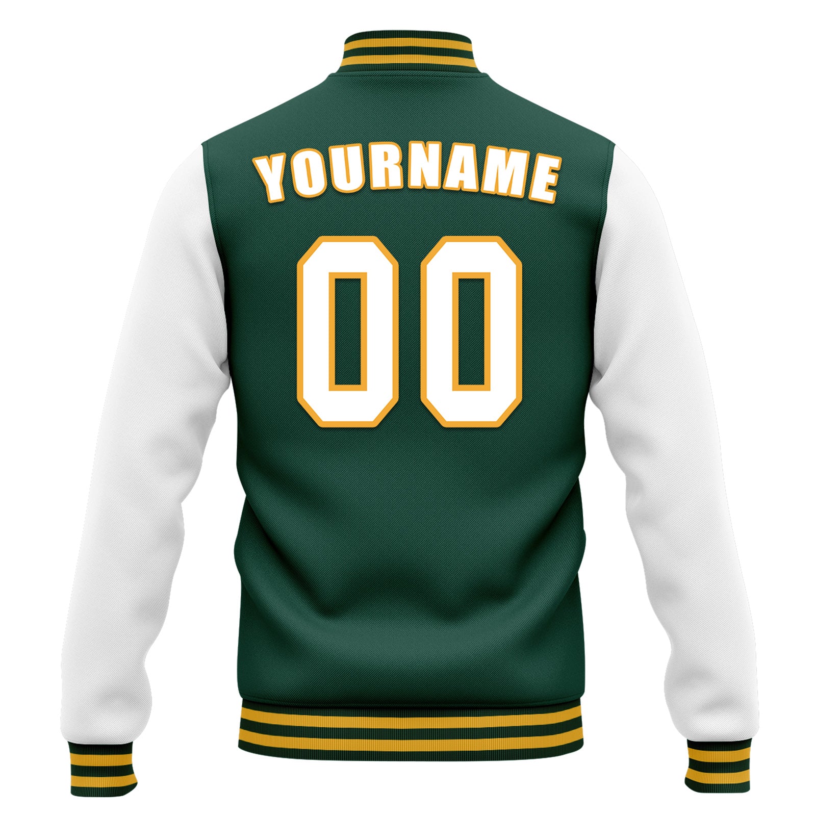 Custom Green White Jacket Bomber Full-Snap Varsity Letterman Personalized Jacket FZ005-D020255-5