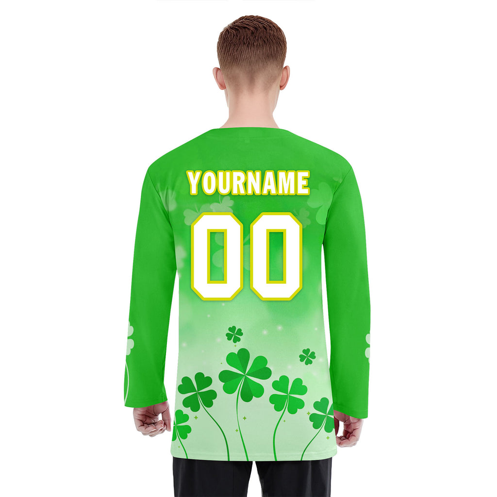 Custom Four-leaf clover Personalized Hockey Jersey HCKJ01-E0615-6