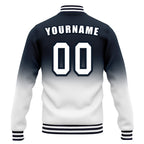 Custom Blue White Fade Fashion Jacket Bomber Full-Snap Varsity Letterman Personalized Jacket FZ005-D020229-2