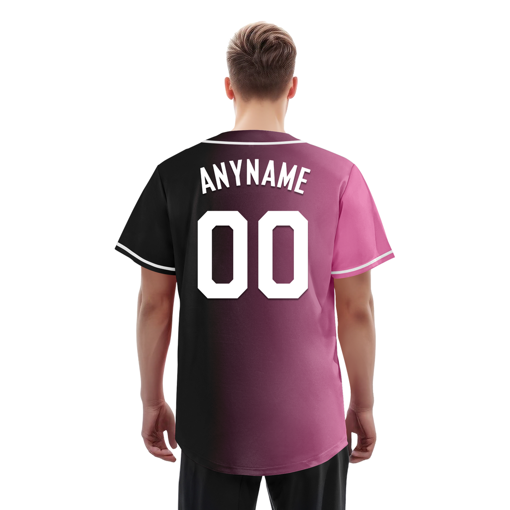 Custom Pink Black Gradient Fashion Personalized Authentic Baseball Jersey BSBJ01-D0a7099