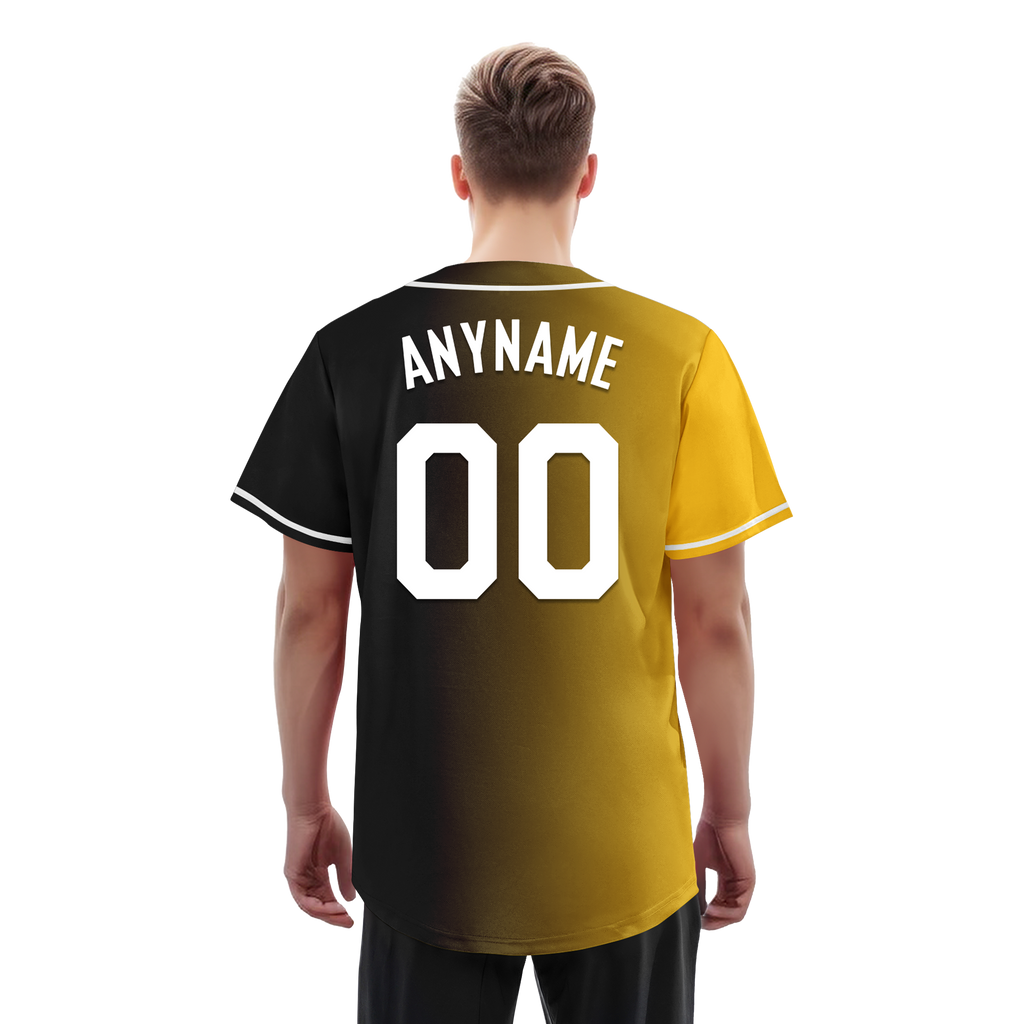 Custom Yellow Black Gradient Fashion Personalized Authentic Baseball Jersey BSBJ01-D0a7a00