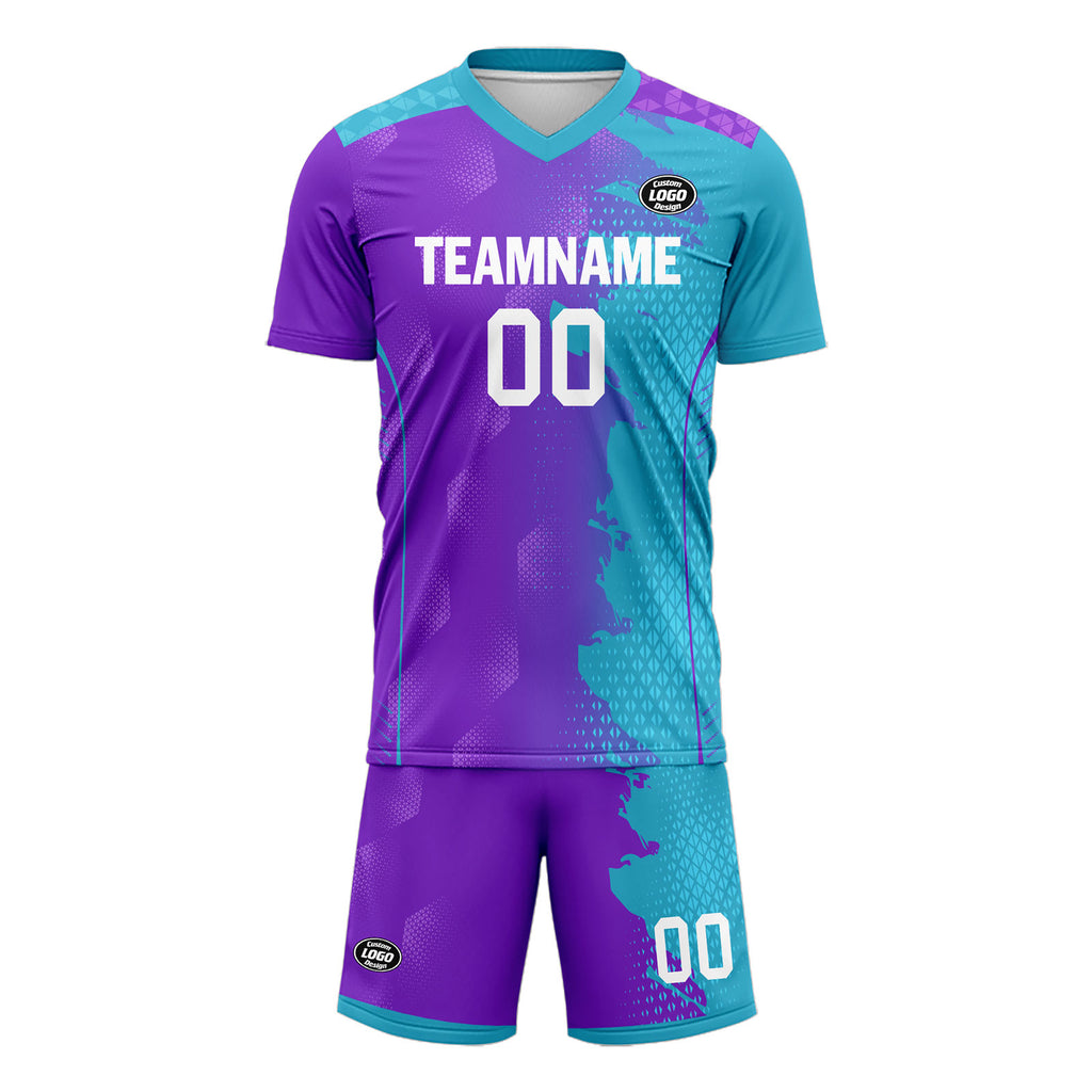 Custom Blue Purple Soccer Sets Jersey Personalized SCJ101-D020210-8