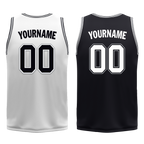 Custom White Black Classic Style Reversible Basketball Uniform Personalized COOLMAX BBJR-D017051