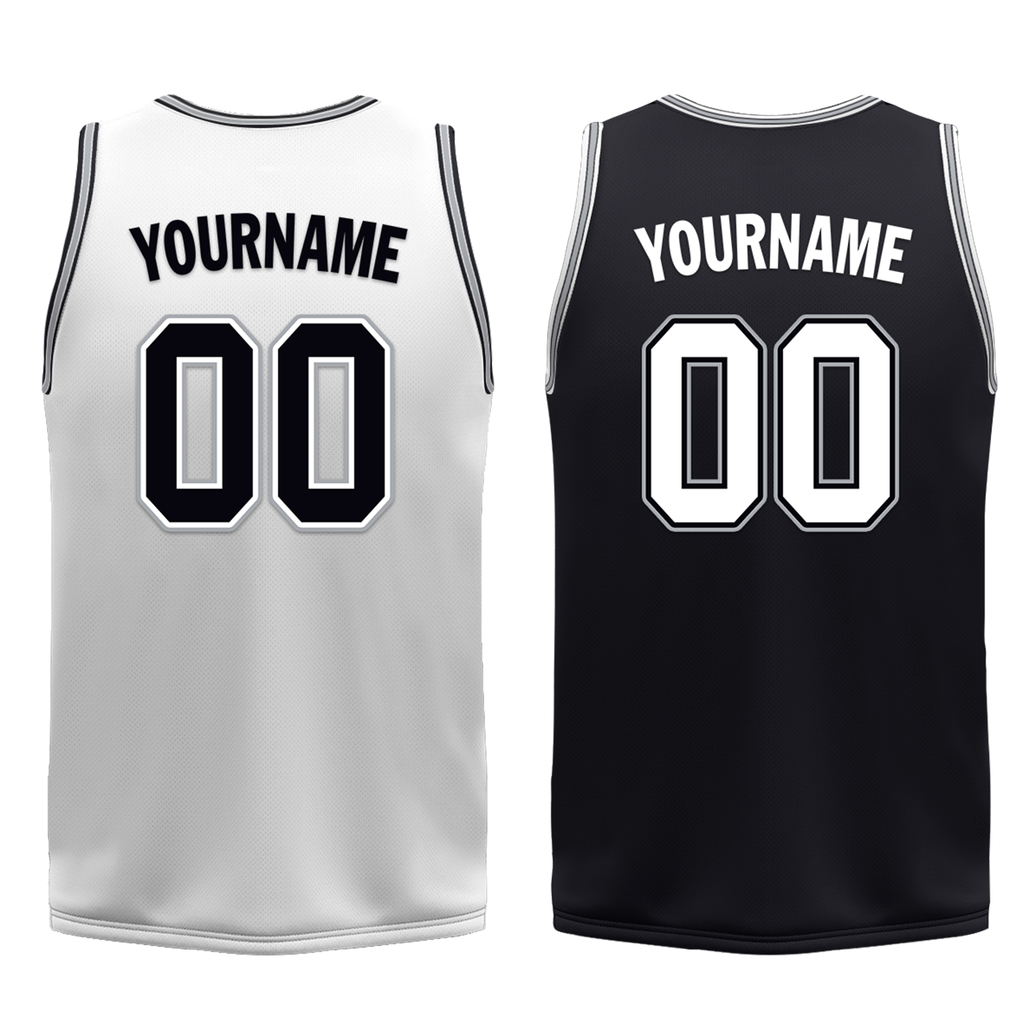 Custom White Black Classic Style Reversible Basketball Uniform Personalized COOLMAX BBJR-D017051