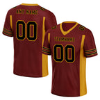 Custom Dark Red Yellow Striped Sleeves Personalized Authentic Football Jersey FBJ02-D06048