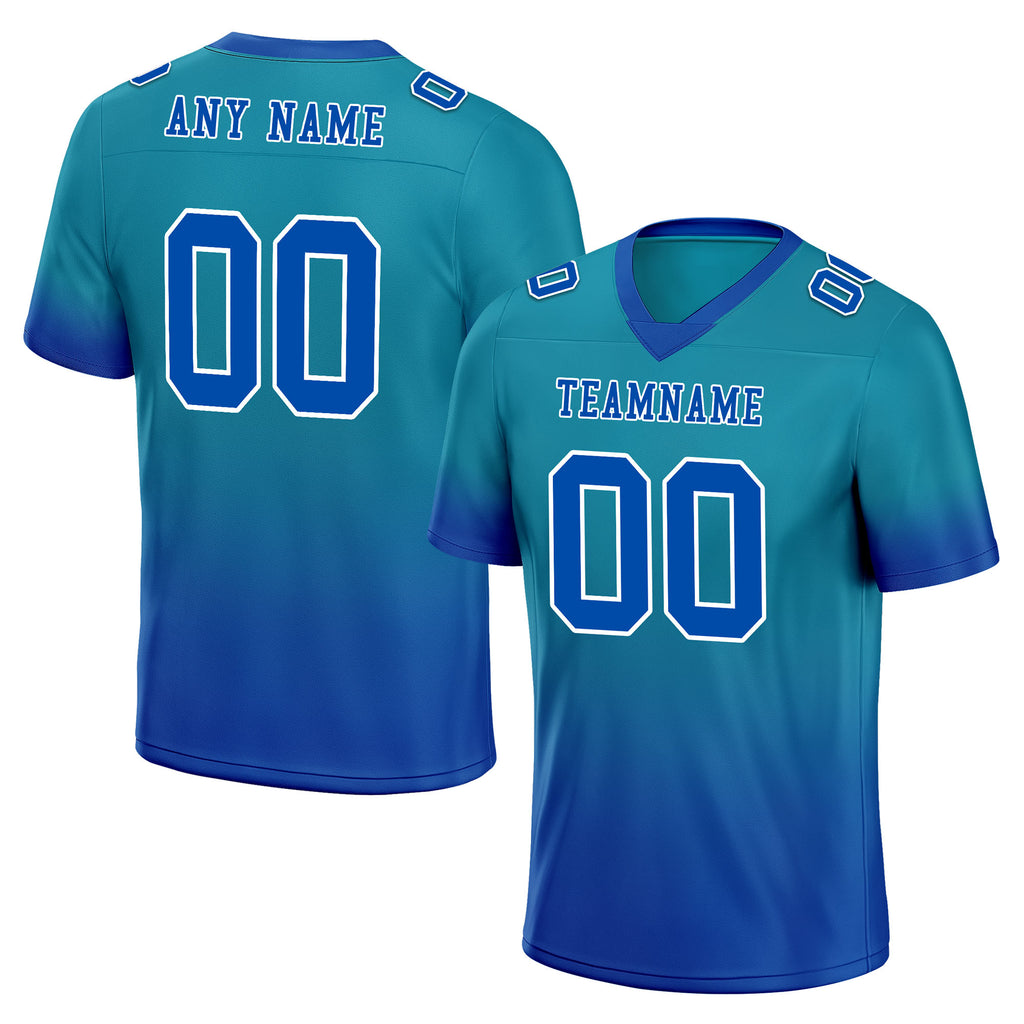 Custom Dark Teal Blue Fade Fashion Personalized Authentic Football Jersey FBJ02-D06101