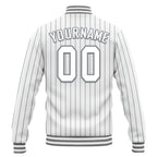 Custom White Gray Stripe Fashion Jacket Bomber Full-Snap Varsity Letterman Personalized Jacket FZ005-D020219-8