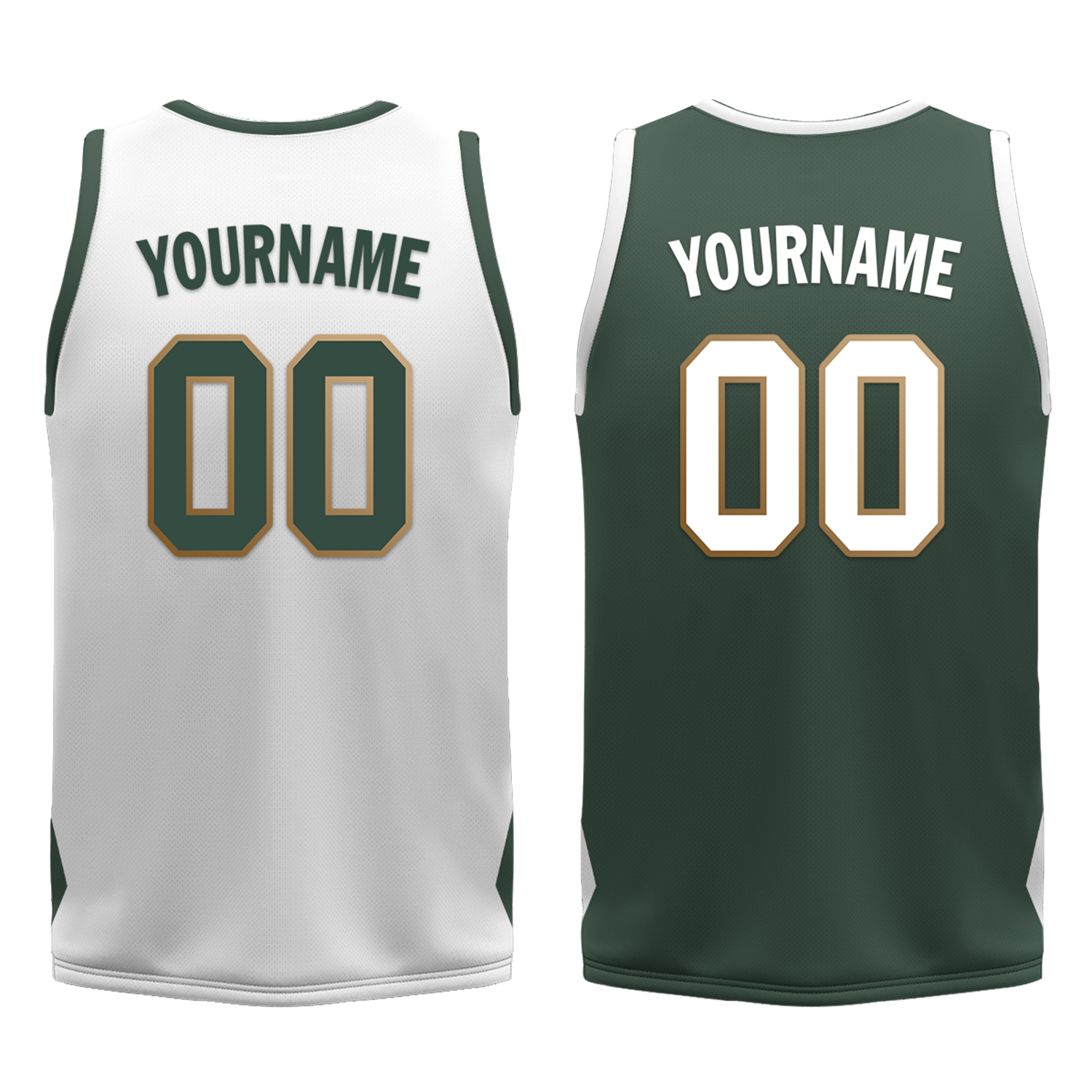 Custom White Green Classic Style Reversible Basketball Uniform Personalized COOLMAX BBJR-D017002