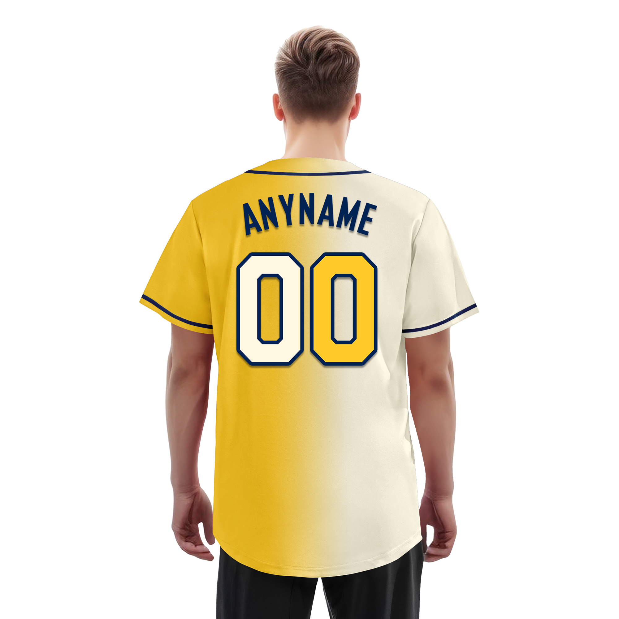 Custom White Yellow Gradient Fashion Personalized Authentic Baseball Jersey BSBJ01-D0a709f