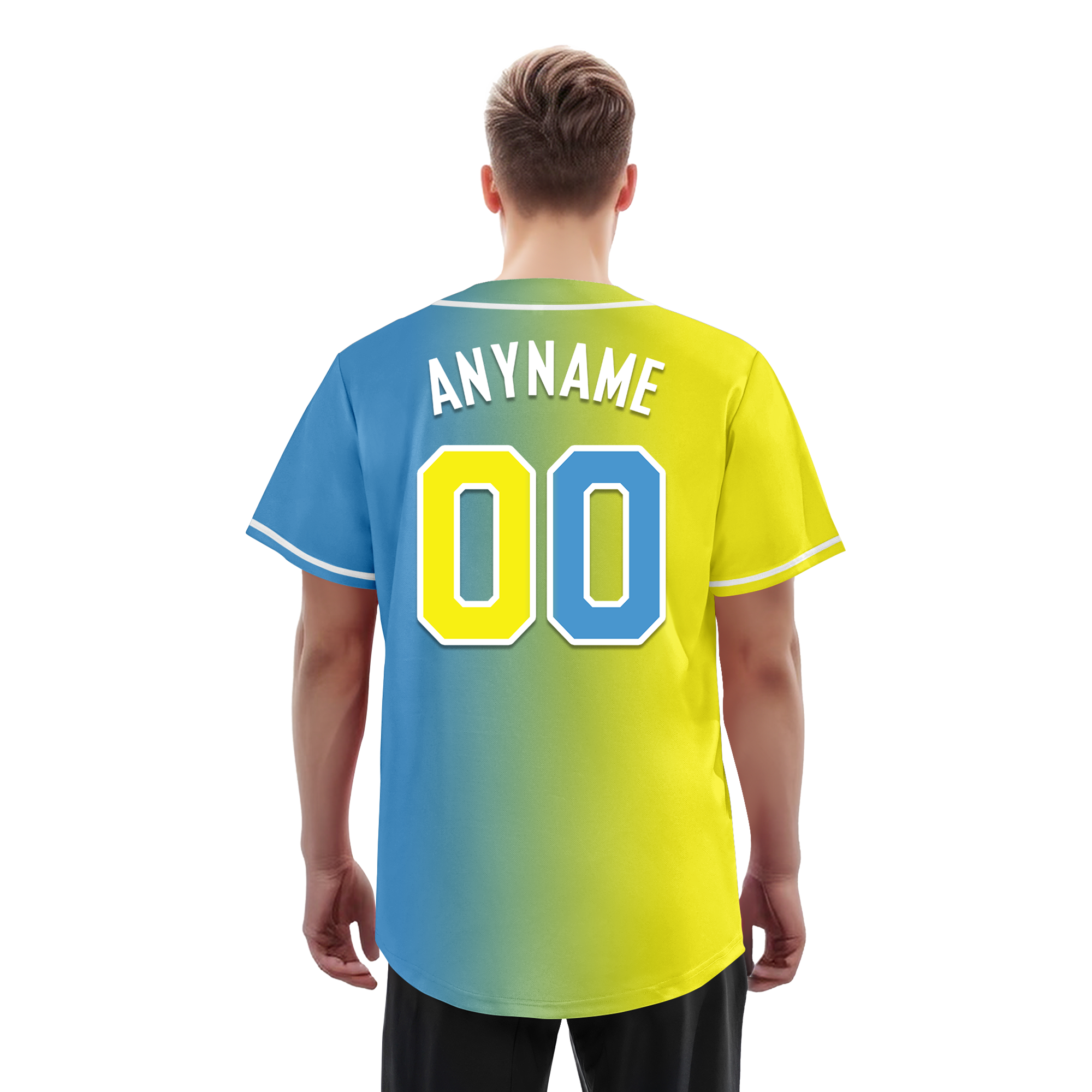 Custom Yellow Blue Gradient Fashion Personalized Authentic Baseball Jersey BSBJ01-D0a7aa0