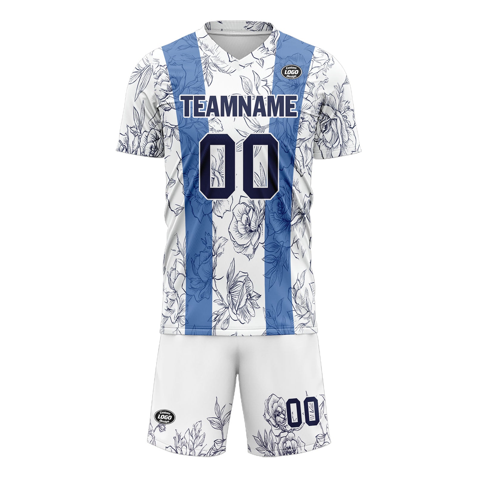 Custom White Blue Soccer Sets Jersey Personalized SCJ101-D28007