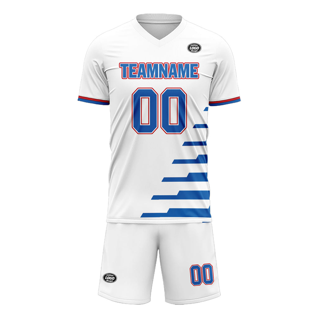 Custom White Blue Soccer Sets Jersey Personalized SCJ101-D28029