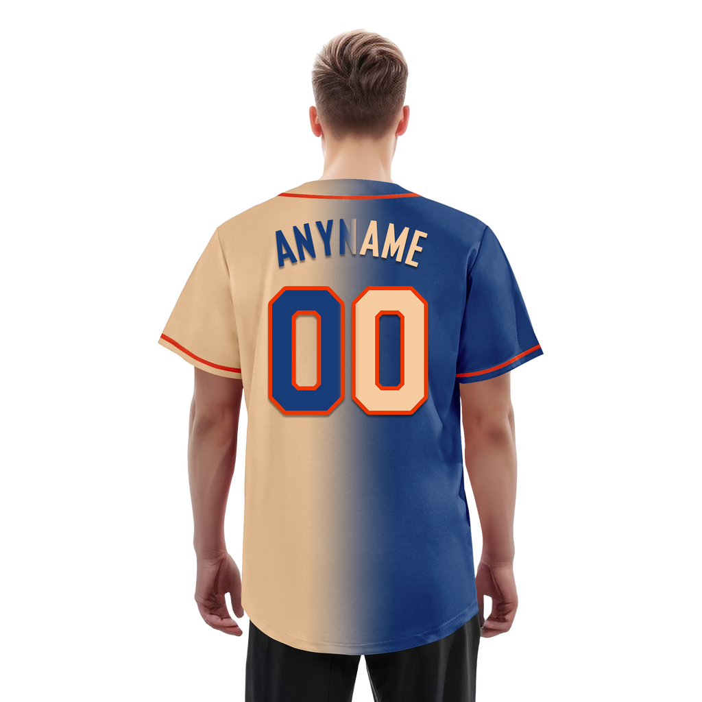 Custom Blue Beige Gradient Fashion Personalized Authentic Baseball Jersey BSBJ01-D0a7077